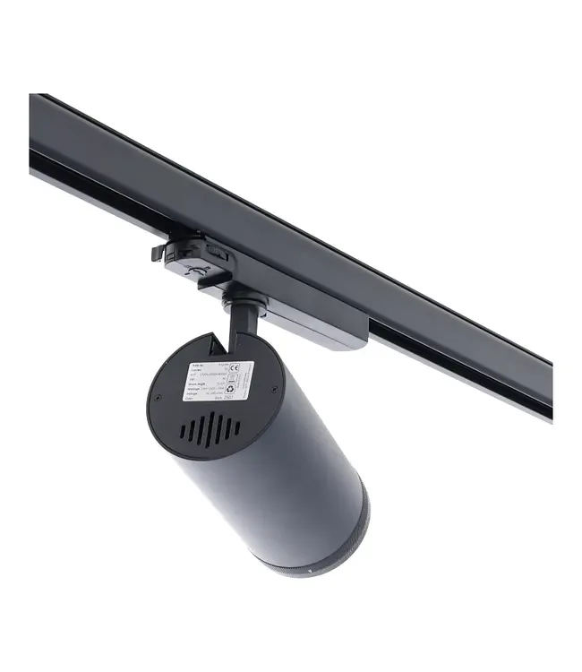 Reserveer: 3 Fase LED Rail Spot met Instelbare lichthoek (15°-55°), TRIAC-Dimbaar,  Wattage switch: 20/25/30w,  CCT-Switch, 1500 tot 2250 lumen, CRI>90, Zwarte Behuizing , 3 Jaar Garantie