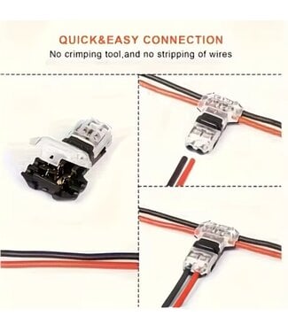 2-polige T-Connector - Max:0,5mm2 kabel - 12-24 vdc