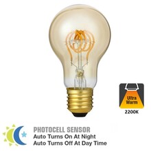 E27 4w Led Filament Lamp, 2200K, 200 Lumen, Dag/Nacht Sensor, 2 Jaar garantie