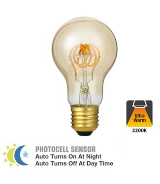 E27 4w Led Filament Lamp, 2200K, 200 Lumen, Dag/Nacht Sensor, 2 Jaar garantie