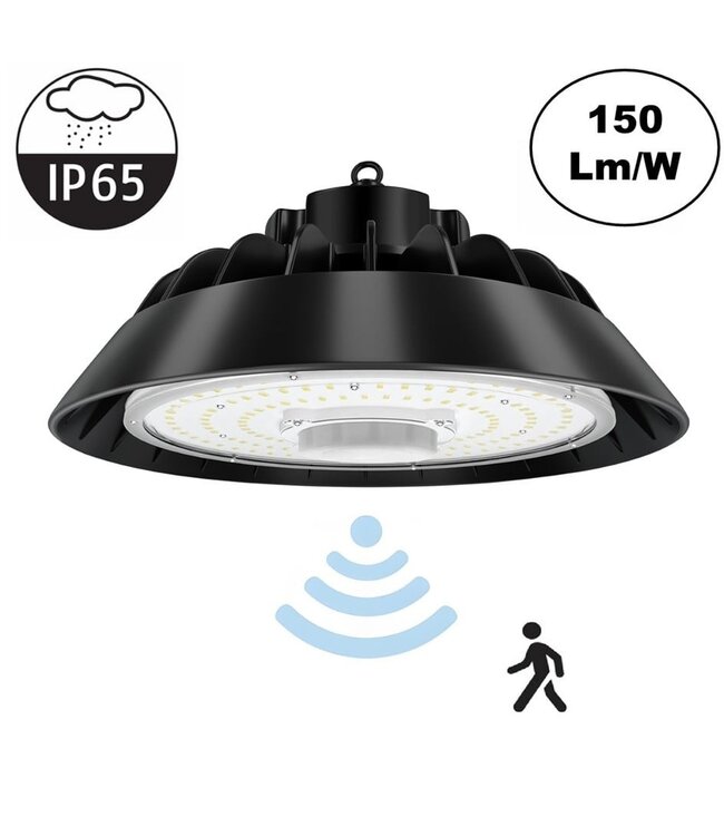 GKD High Bay Led Ufo 150w, 22500 Lumen, IP65, Met Bewegingssensor, 5 Jaar Garantie