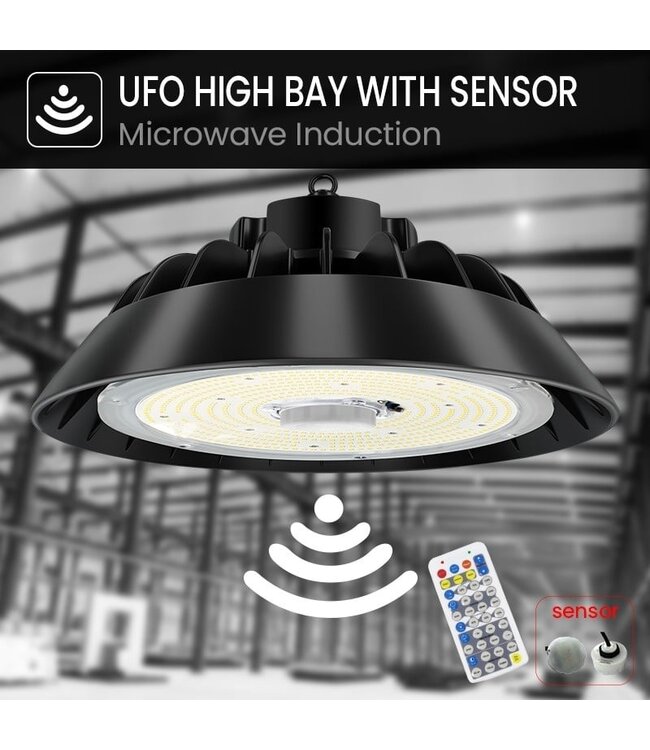 GKD High Bay Led Ufo 200w, 30000 Lumen, IP65, Met Bewegingssensor, 5 Jaar Garantie