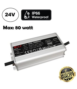 GLP Premium IP67 Waterproof Led Strip voeding 24V/100W/4,2A, Max: 80w, Afm:148x68x37 mm, 3 Jaar Garantie