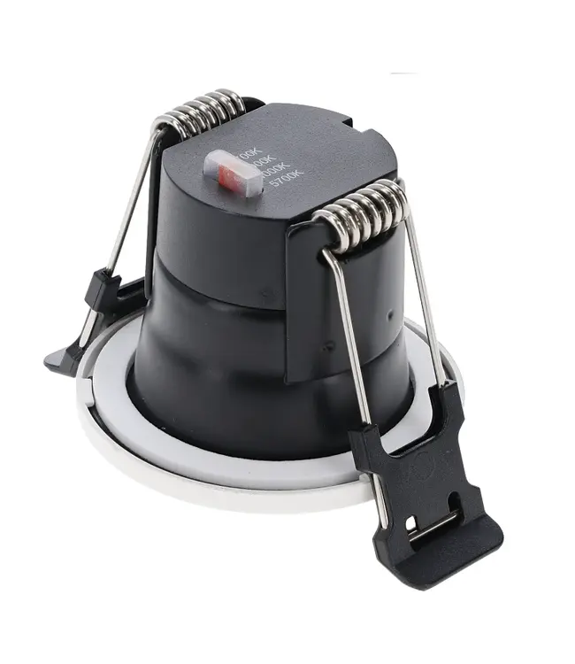 Inbouw LED Spot 4w Mini, 380 Lumen, CCT Switch (2700K/3000K/4000K/5700K), IP65, Dimbaar, Wit Armatuur, Gatmaat 40-45mm, 2 Jaar Garantie