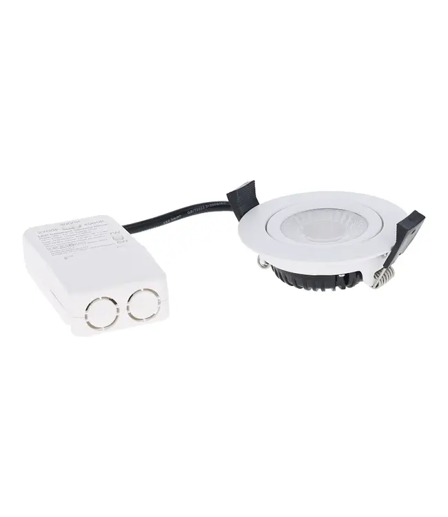 Inbouw LED Spot 5/7w Luxe, 475/665 Lumen, CCT (2700K/3000K/4000K), Kantelbaar, IP65, Dimbaar, Wit Armatuur, Gatmaat 70mm, 3 Jaar Garantie
