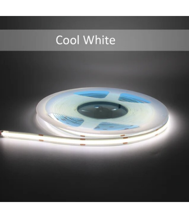 Premium Led Strip ROL 5 Meter COB, 16w/m, 840 led/m, RGB+CCT (2700K>6500K), CRI90, 24v, IP65, 12mm, 3 Jaar garantie