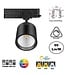 3 Fase LED Rail Spot JAS Koker, TRIAC-Dimbaar,  Wattage switch: 10/20/30w,  CCT-Switch, 900 tot 2700 lumen, CRI>90, Zwarte Behuizing , 3 Jaar Garantie