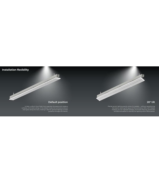 PRIME 3 Fase Rail Linear Lamp 120cm met Wattage switch: 30-42W,  CCT-Switch, 3600 tot 5000 lumen, CRI>90, Witte Behuizing , 5 Jaar Garantie