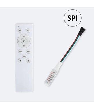 SPI Mini Controller met Afstandsbediening voor MONO SPI LED Strip - 5-24vDC