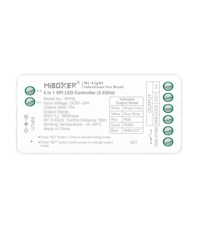 Miboxer SPIR5 - SPI / Digital LED Strip Controller | 5in1 Mono /  CCT /RGB / RGBW / RGBCCT | Max 10A | 2.4Ghz