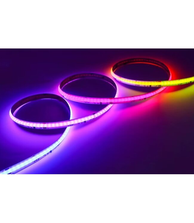 Premium SPI/Digital Led Strip ROL 5 Meter COB, RGB, CRI90, 11w/m, 630 led/m, 24v, IP20, 10mm, 3 Jaar garantie