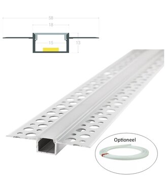 Stuc Aluminium Led Strip Profiel DUR tot 15mm LED Strips | ALU | 18x13mm | Per 2 Meter