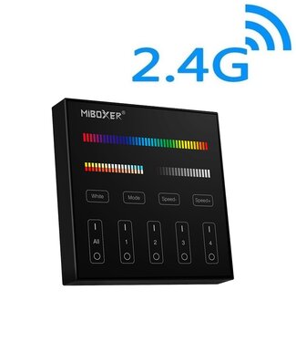 MiBoxer Wandbediening ZWART RGB + CCT (Batterij Versie) - 2.4Ghz - B4-B