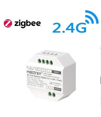 Miboxer Draadloze Triac LED Dimmer, Zigbee 3.0 + 2.4GHz, Max 300 watt  - TRI-C1ZR