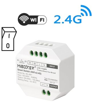 Miboxer Draadloze Schakelaar, Wifi + 2.4GHz, Max. 10A  - WL-SW1