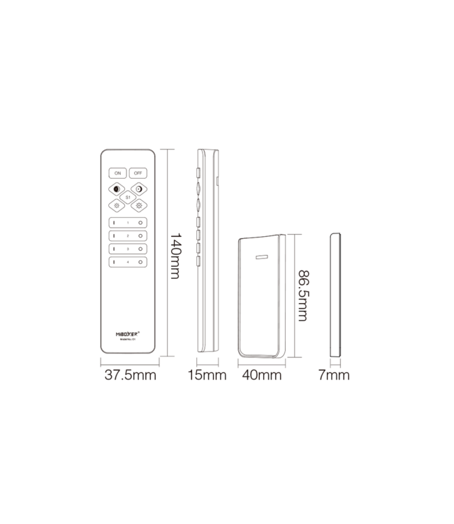 Luxe Miboxer Afstandsbediening Wit C1W - 4 Zones - Single Color en DUAL Color - 2.4Ghz