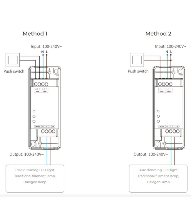 Miboxer Draadloze Triac LED Dimmer, Met Trekontlasting, 2.4GHz, Max 500 watt - TRI-PR