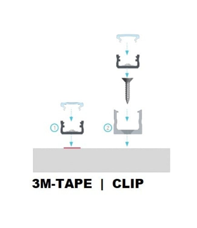Standaard Aluminium Led Strip Profiel  Norman | INOX |  16x9,3mm | Tot 2 Meter leverbaar