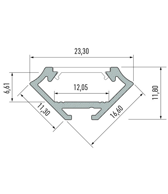 Hoek Aluminium Led Strip Profiel  Norman | INOX | Tot 2 Meter leverbaar