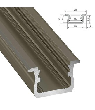 Infrees Aluminium Led Strip Profiel  Norman | INOX |  21x9,3mm | Tot 2 Meter leverbaar