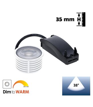 LED Module 5w WIT, 350 Lumen, Dim To Warm (3000>2000K), Dimbaar, 230v, Lichthoek: 38°, Incl. Lasdoos, 2 Jaar Garantie