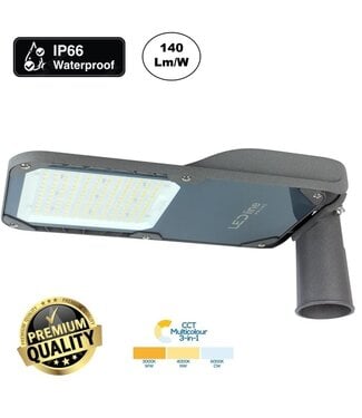Prime Led Straatverlichting 50w, CCT-Switch (3000K/4000K/5700K), 7000 Lm (140lm/w), IP66, IK08, 3 Jaar Garantie