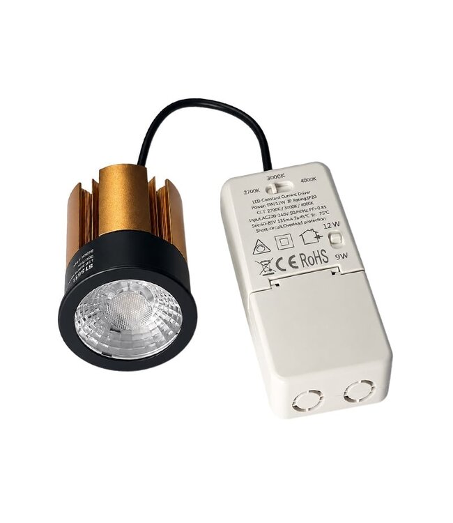 Reserveer:  Luxe LED Module 9/12w, 900/1200 Lumen, CCT-Switch (2700K/3000K/4000K), Dimbaar, CRI>98 (werkelijk kleur weergave), Lichthoek: 38°, Incl. Driver, 3 Jaar Garantie