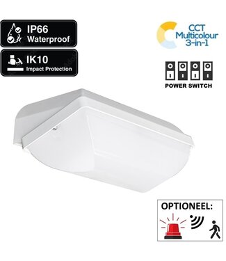 GLW LED Portieklamp WIT, Wattage switch 5/7/8/10w , 450-900 Lumen, Color Switch (3000/4000/6000K), IP66, IK10, Optioneel: Sensor, 3 Jaar Garantie