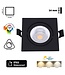Inbouw LED Spot 6w Flat Vierkant, 400 Lumen, CCT Switch (2700K/3000K/4000K), Kantelbaar, IP65, Dimbaar, CRI90, Zwart Armatuur, Gatmaat 68-72mm, 2 Jaar Garantie