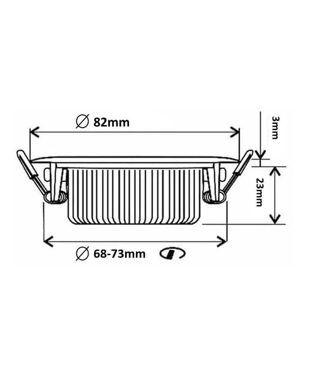 Inbouw LED Spot 6w Flat Vierkant, 400 Lumen, CCT Switch (2700K/3000K/4000K), Kantelbaar, IP65, Dimbaar, CRI90, Zwart Armatuur, Gatmaat 68-72mm, 2 Jaar Garantie