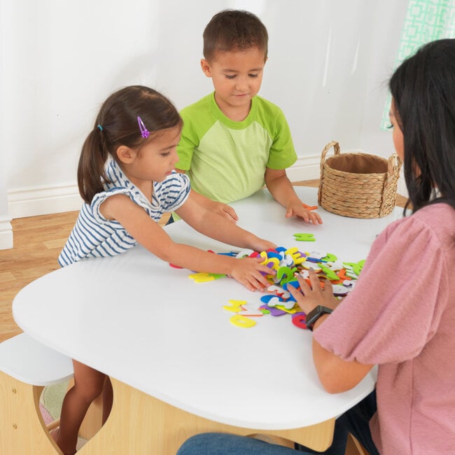Kidkraft Bastel & Mal Kindertisch mit Aufbewahrung und 4 klappbaren Stühlen
