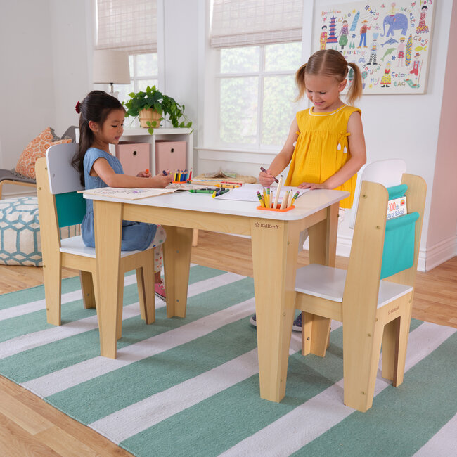 Kidkraft Kinder Zeichentisch mit 2 Stühlen und Stauraum