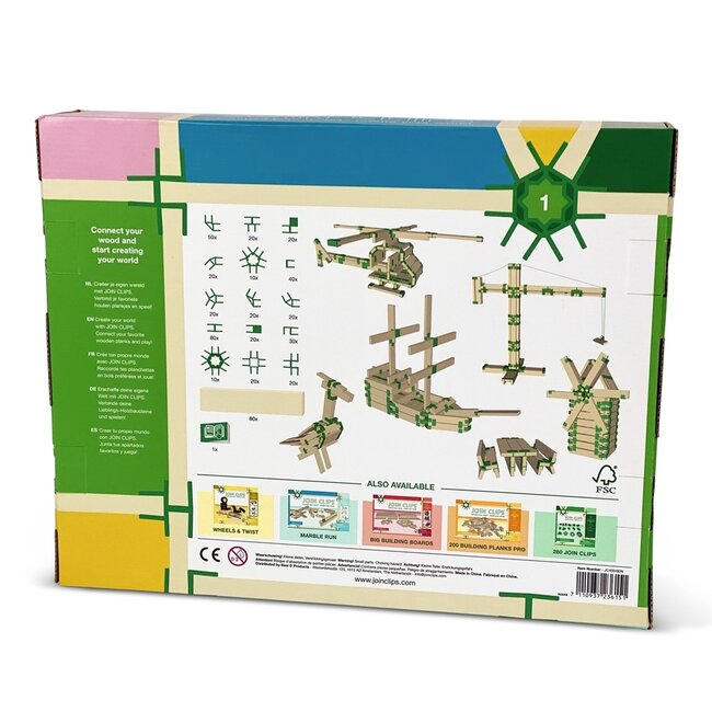 JOIN CLIPS Verbindungsstücke für Kapla Basisset - 400 St. + 80 Holzplättchen