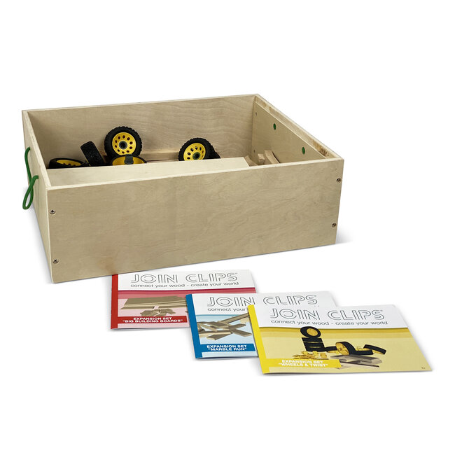 JOIN CLIPS Erweiterungsset 3-in-1 mit Rädern, Bauplatten und Murmelbahn