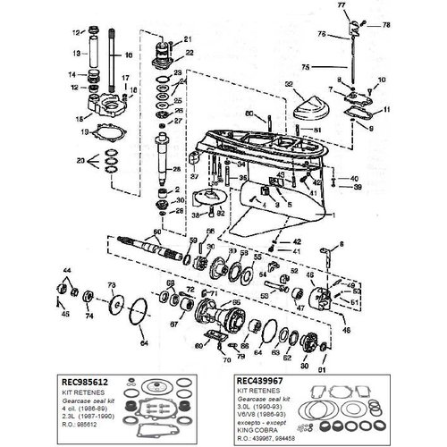 OMC Cobra staartstuk / sterndrive parts - Groot aanbod - Allesmarine.nl
