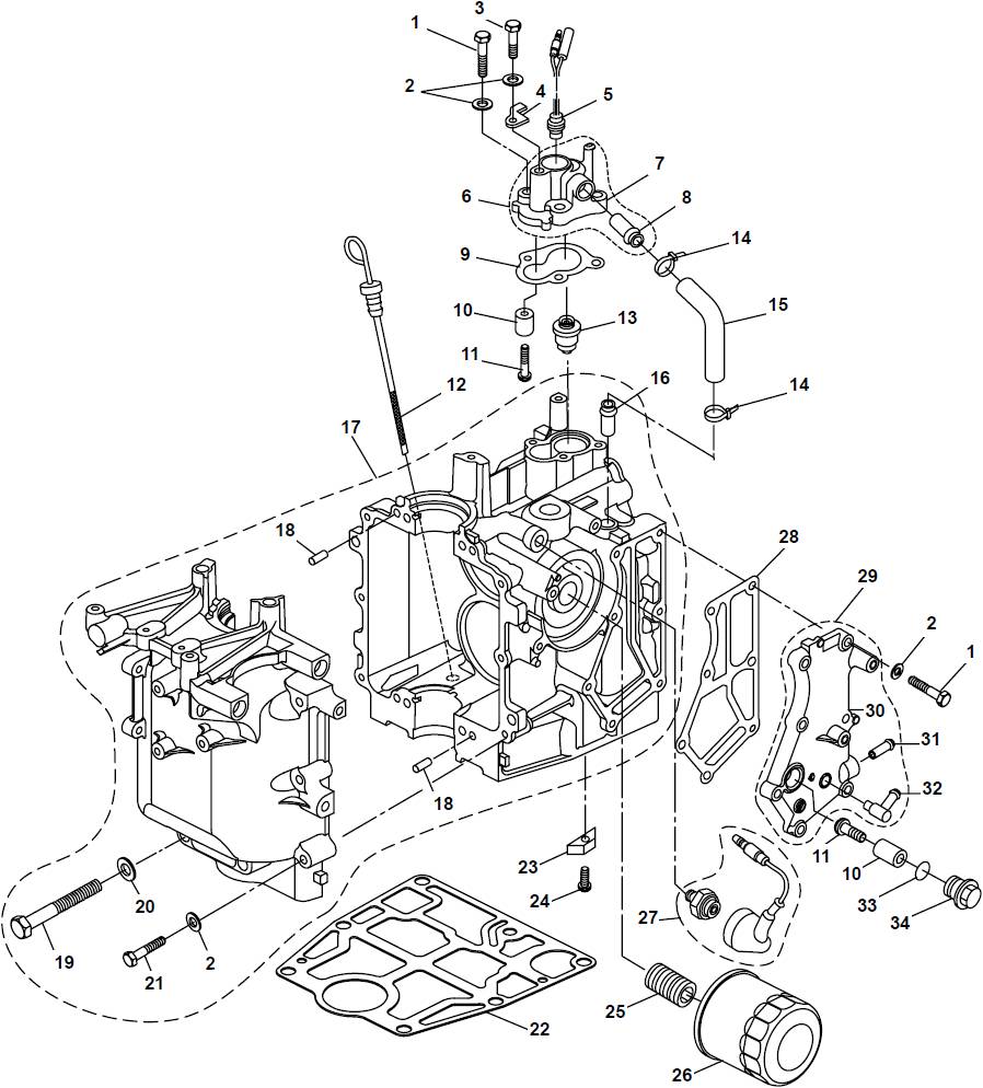 Parsun Buitenboordmotor F20A (F15A) BM (FW) Crankcase onderdelen.jpg