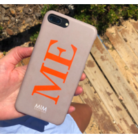 MIM INITIAL CASE (hard case) - taupe/orange