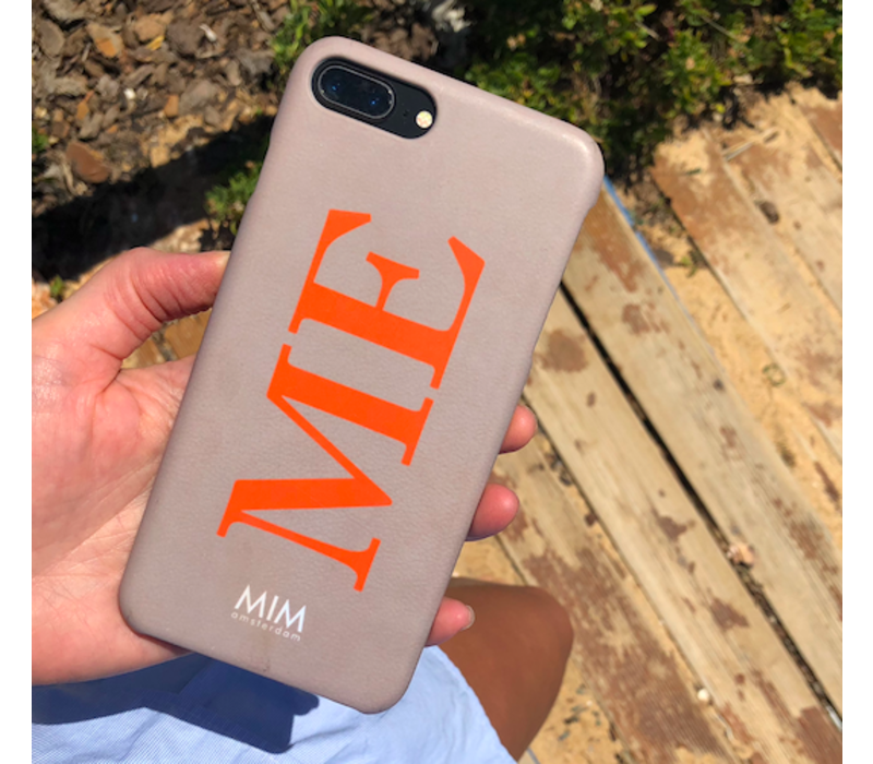 MIM INITIAL CASE (hard case) - taupe/orange
