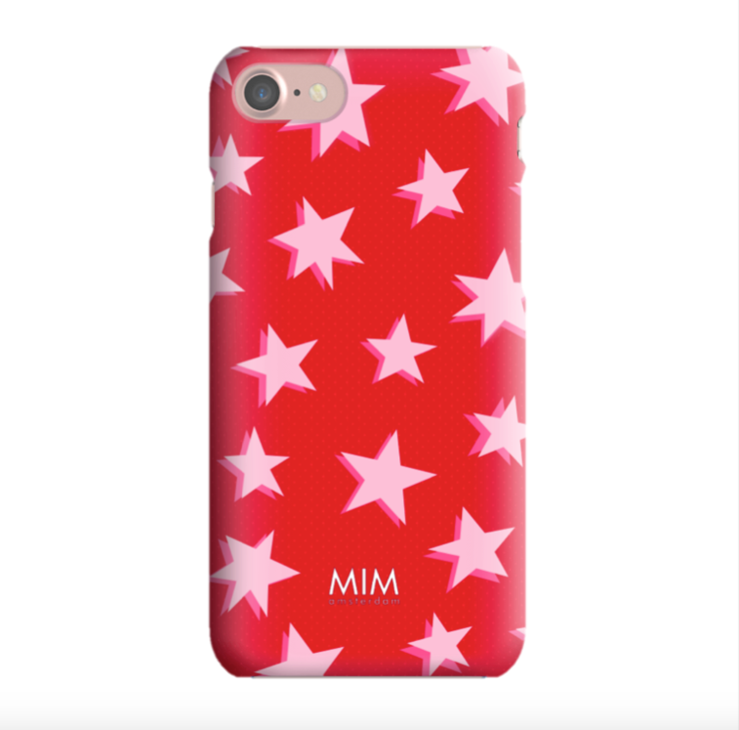 Rubriek Flash mixer Rood hardcase iPhone hoesje met roze sterren | MIM Amsterdam - MIM Amsterdam