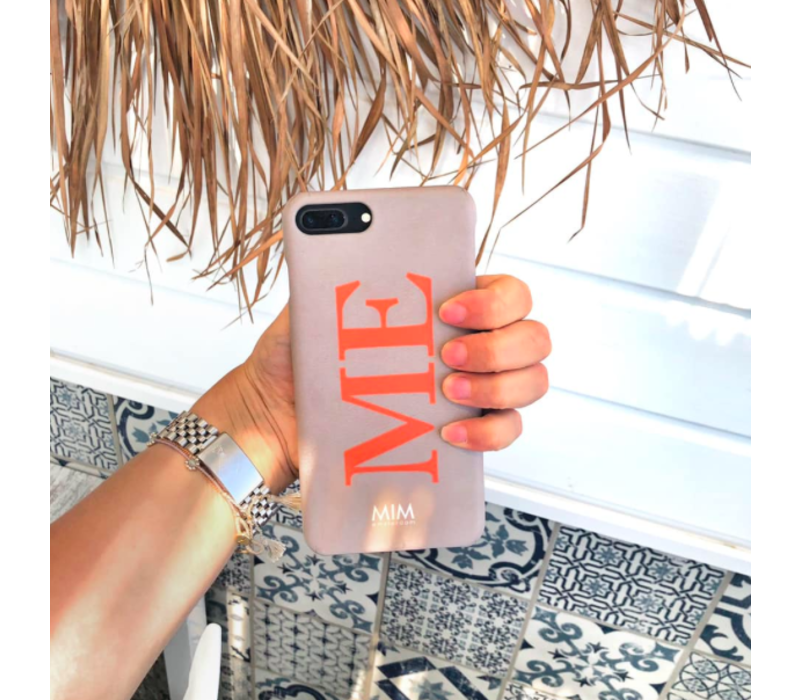 MIM INITIAL CASE (hard case) - taupe/orange