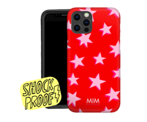 Refrein mijn Onvervangbaar Rood softcase iPhone hoesje met roze sterren | MIM Amsterdam - MIM Amsterdam
