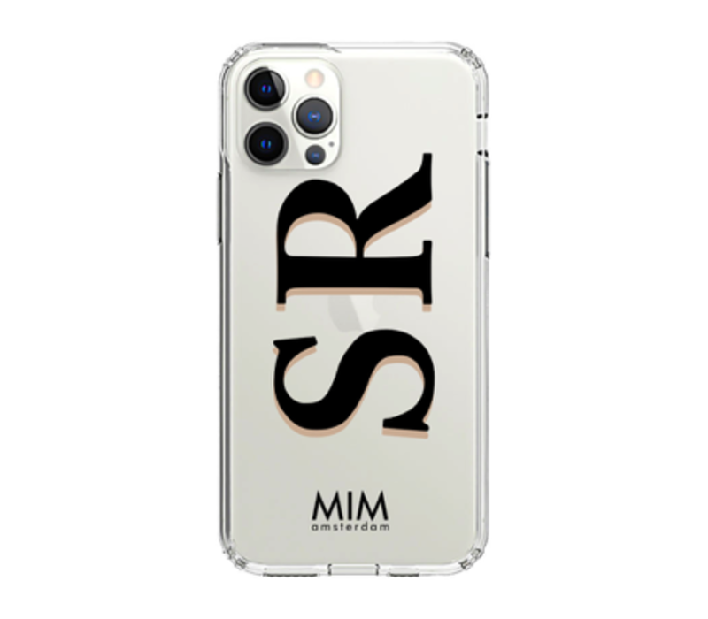 MIM INITIAL GEL CASE ( clear case) - zwart/taupe