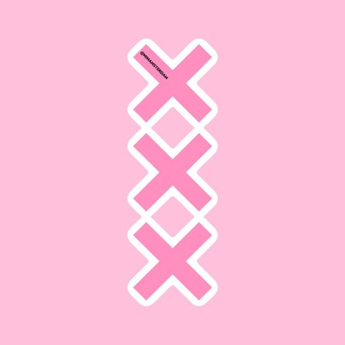 MIM pink cross sticker 