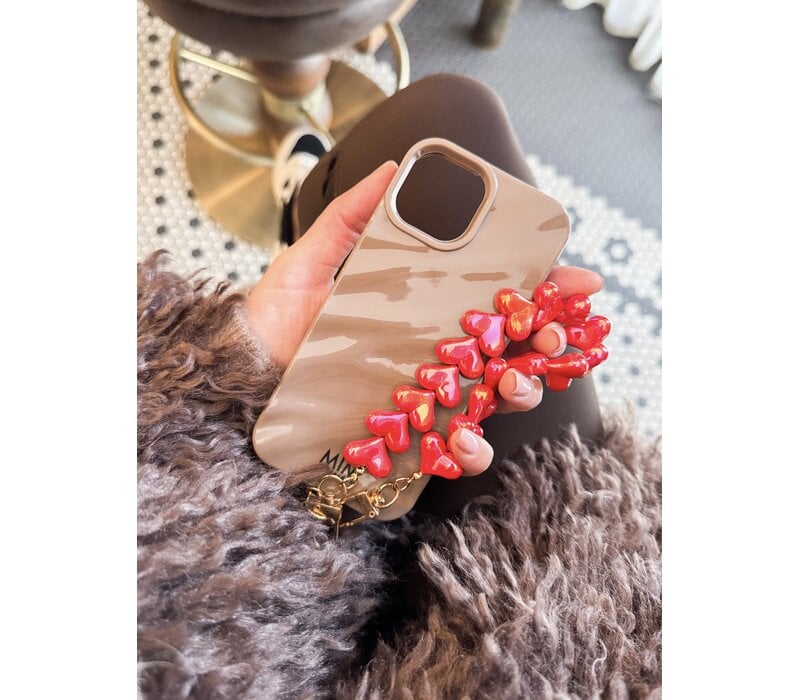 LOVE ME HEART CORD METALLIC RED + PHONECARD