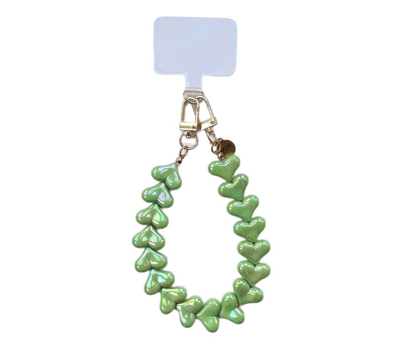 LOVE ME HEART CORD METALLIC GREEN + PHONECARD