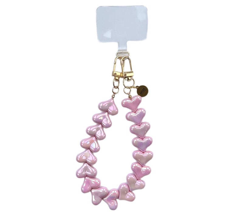 LOVE ME HEART CORD METALLIC PINK + PHONECARD