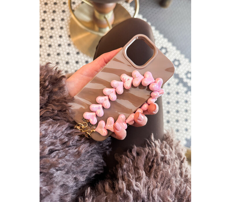 LLOVE ME HEART CORD METALLIC PINK + PHONECARD