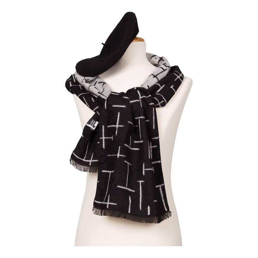 Scarf viscose Mondriaan Composition 10 in Black and White