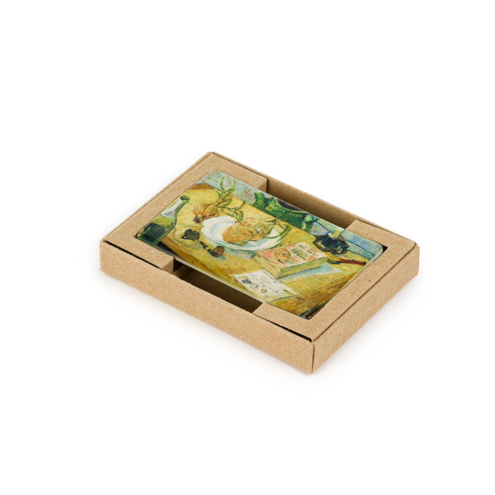 Koelkast magneet keramiek Van Gogh Stilleven rond een bord met uien