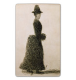 Ceramic fridge magnet Seurat Lady with a muff